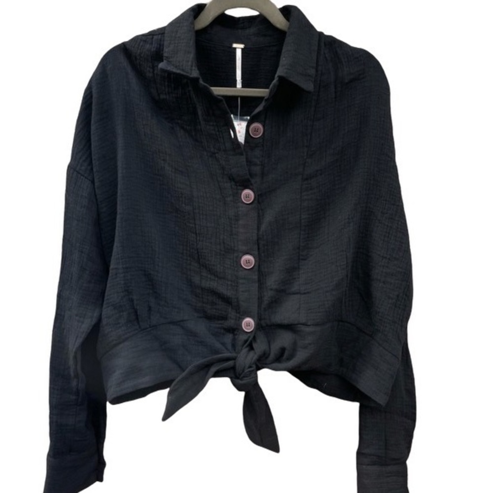 NWT Free People Button Down Tie Front Size Large